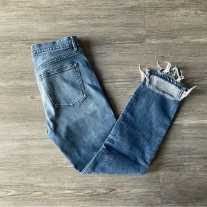 3x1 High Rise Slim Straight Chewed Raw Hem Jeans 26 Medium Wash